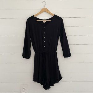 Mossimo Black V-Neck 3/4 Sleeve Romper